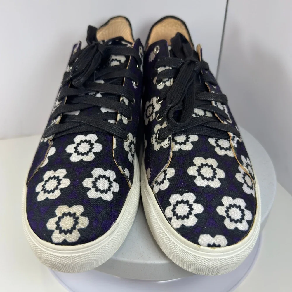 Karmod Floral Print Low Top Sneakers‎ Black Purple White Canvas US Men's 9